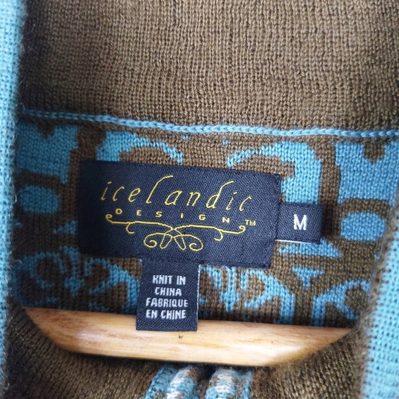 Icelandic Design Full Zip Wool Blend Nordic Sweater Size M - Picture 4 of 10